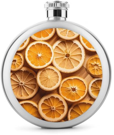 Orange Slices Hip Flask 304 Stainless Steel Hip Flask Portable Wine Flasks Leakproof Whiskey Flasks for Drink Bar BBQS And Traveling,Capacity 5 Oz