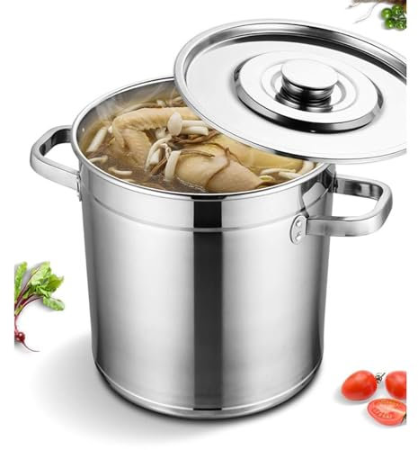GAOAZHEN Soup Pot with Lid - Large Stainless Cooking Pot Stockpot, Stainless Steel Stock Pot, Professional Induction-Safe Stainless Steel Stock Pot with Lid - Suitable, for All Stove(35cmx35cm)