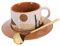 CONGARTENO 1 Set Tazze da Porcellana con Sottotazza e Cucchiaio Design Retro per Tè e Latte per Uso e Caffetterie