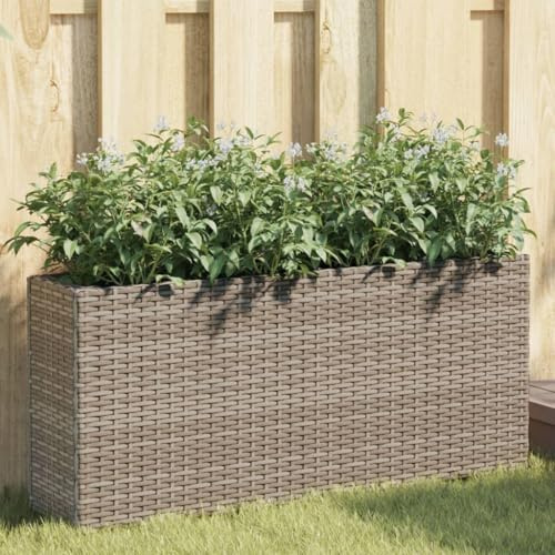 Générique Jardinière avec 2 Pots Gris 90x20x40 cm résine tressée,Maison & Jardin,Pelouses & Jardins,Jardinage,Pots & Cache-Pots,Gris,4.7 KG,366409