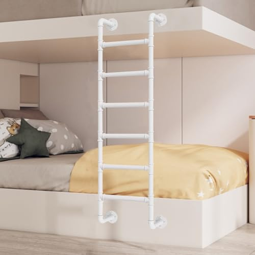 WQPMNYG Wall Mounted Climbing Ladder for Bunk Bed Metal Iron Pipe Basement Egress Ladder for Home Safety Easy Installation Emergency Fire Escape Ladder White Attic Ladder (110cm/43in)