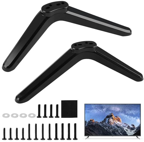 1Paar Universal TV Standfüße TV-Sockelfüße mit Schraubenset TV Standfüße Universal Montagelochabstand 17mm bis 20mm Schwarze Universal Standfuß für TV for Ständerhalterung