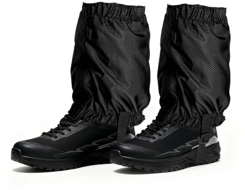 KQDRAVINE Gamaschen Wandern Wasserdicht mit Aufbewahrungsbeutel, Gaiters Gamaschen Fahrrad Regenstulpen mit Schuhhaken Leichte, Outdoor Beinschutz für Wandern, Trekking, Schnee, Jagd, Regen, Schwarz