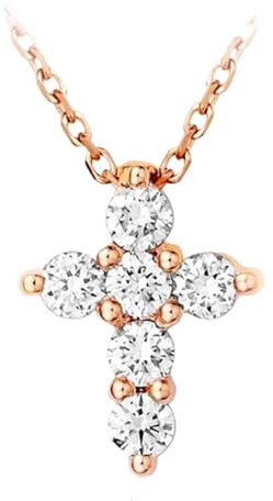 Beydodo Kette mit Anhänger Rotgold 585, Damen Halskette Kreuz mit 0.18ct Diamant Anhänger Kette Rosegold 45CM Charms