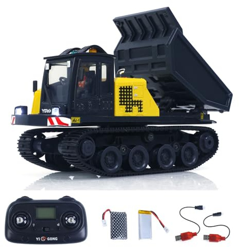Toucan RC Hobby YG 1/50 T14R Leopard RTR Elektro-Fernsteuer-Kipplaster, Baumaschine, Raupen-Kipplaster, Modell aus Aluminiumlegierung, Ladefläche mit unbegrenzter Drehung nach Links und rechts