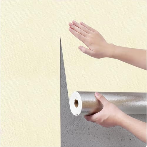 Homgo 1000x50cm Self Adhesive Wallpaper - 3mm Thermal Thick Peel and Stick Wallpaper White Textured 3D Wall Panels for Living Rooms - Thermal Wallpapers for Cold Walls (Yellow)