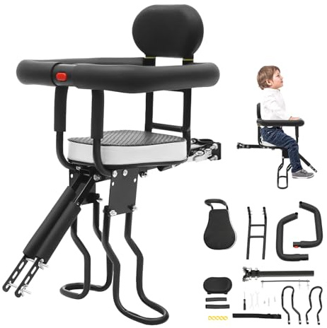 ROGONPDK 80Kg Fahrrad Kindersitz Sicherheits Vorne Montiert, Mountain Bike Sitz, Kindersitz für die Vordersitzbank, Fahrradsitz Kindersicherheits, Fußstützenhalterungen