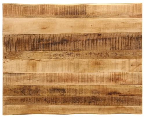 Qnhdfrt Tischplatte Mango Massivholz 90x80x3,8 cm mit Baumkante rustikale Platte für Esstisch Küchentisch Schreibtischplatte Robustes Holz für Wohn ESS und Arbeitsbereich