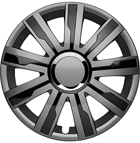 Albrecht 15 Zoll Radkappen schwarz/grau für Stahlfelgen - Mirage Radzierblenden aus hochwertigem Kunststoff - Langlebige Radblenden in originaler Albrecht Verpackung - Made in EU