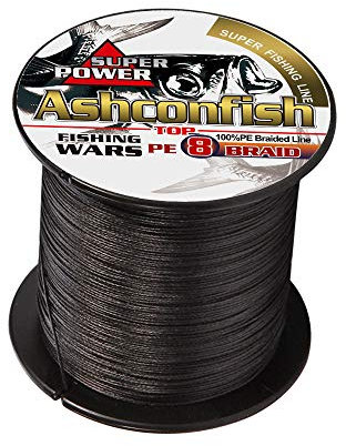 Ashconfish - Filo da pesca intrecciato a 8 fili, super resistente, resistente alle abrasioni, filo intrecciato super lineare, diametro superfino, 100 m, Nero , 30LB/0.26MM