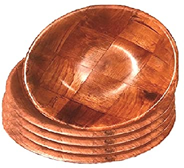 Holz-Salatschüssel, gewebte Holz-Snackschüsseln, 15,2 cm, 6 Stück