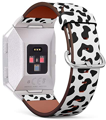 Kompatibel mit Fitbit Ionic – Ersatzzubehör Lederband Armband Armbänder mit Adaptern (Tierdruck Dalmatiner)