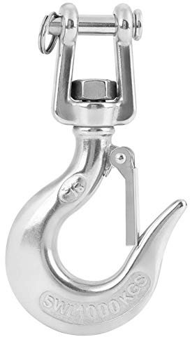 Crochet de Levage de Sécurité 650kg/1000kg Crochets de Levage Pivotant en Acier Inoxydable 304 avec Oeillet Accessoire de Gréement de Loquet(1000KG)