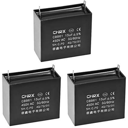 sourcing map Eine Packung von 3 Deckenventilator Kondensator Metallisiert Filmkondensatoren 2 Drähte mit Einzelnem Einsatz für den Wasserpumpe Motorgenerator Polypropylen