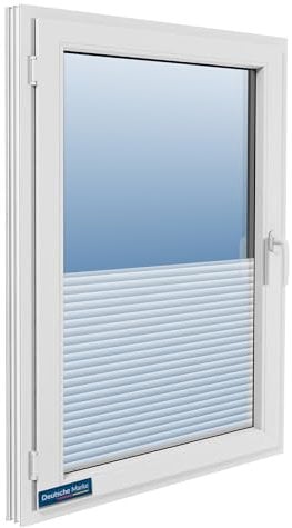 TEXMAXX Blickdichte Fensterfolie selbsthaftend - 45cm x 150cm - Milchglasfolie selbstklebend Fenster - Sichtschutzfolie Fenster - Fensterfolie Milchglas – Jalousie Design
