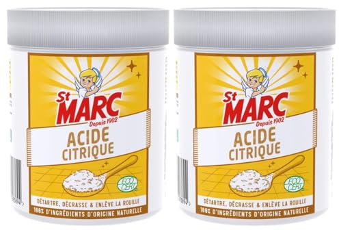 St Marc Acide Citrique Nettoyant Multi-Usage 100% d'Origine Naturelle - Lot de 2 x 500 g