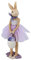 H.Bauer jun. große Deko Hasen Figur Kunststein 24.5 cm - stehendes Osterdeko Hasen Mädchen mit lila-Kleid - Polyresin Osterhasen Frühjahresdeko zum hinstellen