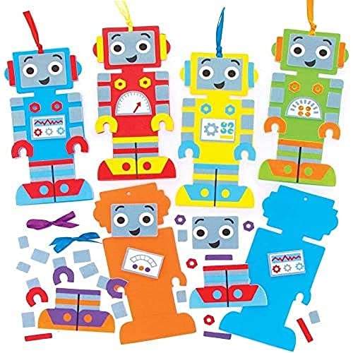 Baker Ross FE388 Roboter Lesezeichen Bastelset - 5er Pack, für Kinder zum Basteln und Dekorieren, Ideal für den Kindergeburtstag