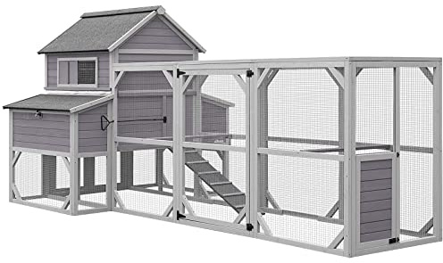 Aivituvin Chicken Coop Extra Large Chicken House 55ft² for 10-15 Chickens Outdoor Wooden Hen House Poultry Cage with 6 Nesting Boxes, 6 Perches, Large Run 137 L