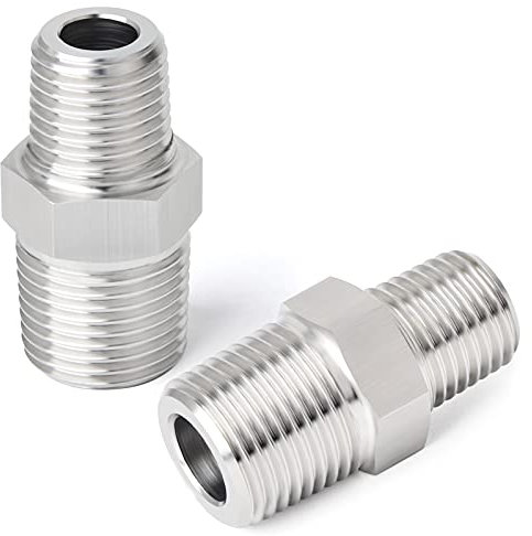 ERGAOBOY 5 piezas de pezón hexagonal de acero inoxidable 304, racor de tubería reductor macho BSP de 1/2 x 3/8