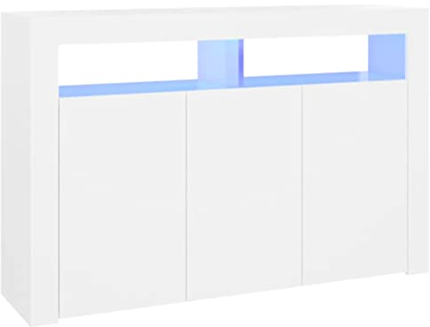 vidaXL Aparador con Luces LED Entrada Acento Pasillo Vestíbulo Recibidor Auxiliar Decoración Hogar Casa Escritorio Mueble Blanco 115,5x30x75 cm