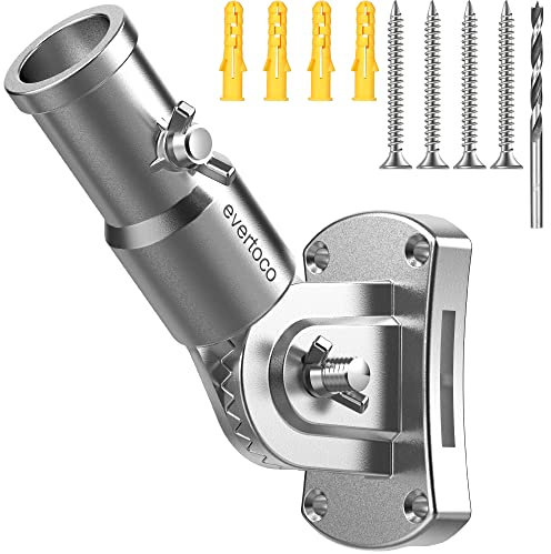 evertoco Heavy Duty T304 Stainless Steel Flag Pole Bracket - 180° Adjustable Flag Pole Holder for House with Two Installation Methods, Flag Holder for 1 Inner Diameter Pole, Wind Resistant &Rust Free