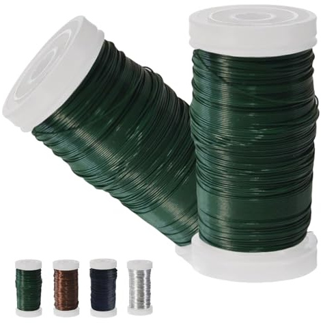 2 Rollen Grün Blumendraht,0.35mmø,Spule 55 m,Blumendraht Draht zum Dekorieren Basteln DIY Schmuckdraht Weich Handwerk für Weihnachtskränze Sträuße, Gestecke und andere floristische Arbeiten
