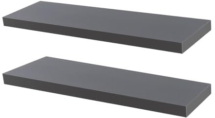 Harbour Housewares Modern Floating Wall Shelf - 100cm - Grey - Pack of 2 - Photo Gallery Bookshelf Wall Shelves for Living Room Display, Bedroom, Office Storage