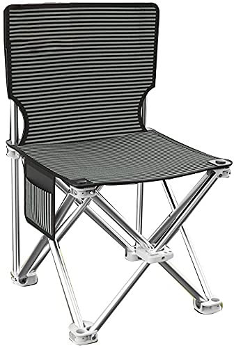 Pkfinrd Portable Chairs Multifunction Camping Chairs Outdoor Portable Folding Chair Lightweight Fishing Chair with Storage Net Bag (Color : Black)