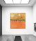 YMXCNM Ölbilder Auf Leinwand Handgemalt,100% Handgemalt Modern Large Abstract Orange Green Art Ölgemälde Auf Leinwand Wand Kunst Rahmenlose Bilddekoration Für Live Room Home, 50X50Cm (20X20Inch)