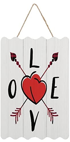 Vertikales Willkommensschild für Veranda, Februar, Valentinstag, Liebe, 20,3 x 30,5 cm, in Willkommensschild, Haustürdekoration, rustikale Heimdekoration, Holzschild zum Aufhängen von Paletten,