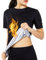 Saunaanzüge Sauna Shirt Kurzarm Oberteile T-Shirts Tops Abnehmen Rundhalsausschnitt Hot Thermo Sommer Sweat Schweiß Schwitzen Frauen Women Damen mädchen