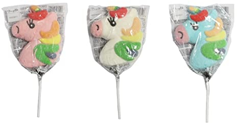 Zeus Party Marshmallows Unicorno 3 Spiedini di Marshmallow Lecca Lecca da 45g L uno