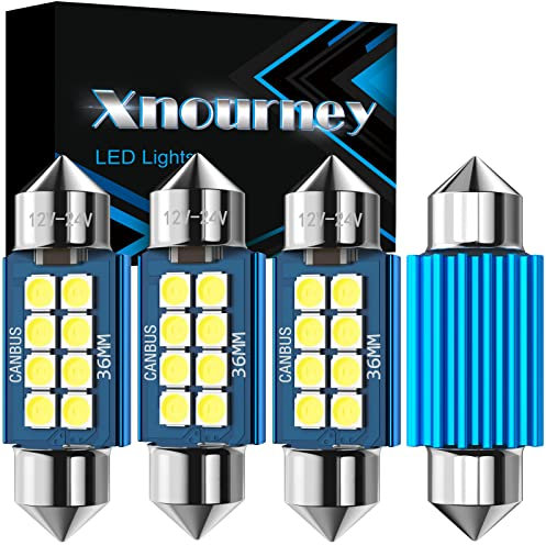 Xnourney 6418 Lampadina Led C5W Lampadina Led 36mm 1.42 Lampadina Led, Super Bright 12V 24V CANBUS Error Free Lampadina Led Per Interior Dome Light Map Targa Luci di Cortesia Luce White 4pcs