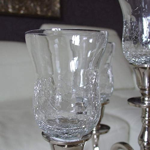 4 x GLASAUFSATZ 10cm Glas für Kerzenleuchter Kerzenständer Crackle f. Teelicht Windlicht von Dekowelten