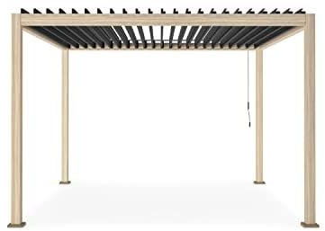 Decor Space Tonnelle Ocean 3,6 x 3,6 mètres pergola avec structure en aluminium, toit à lamelles orientable, jardin et véranda, naturel-anthracite