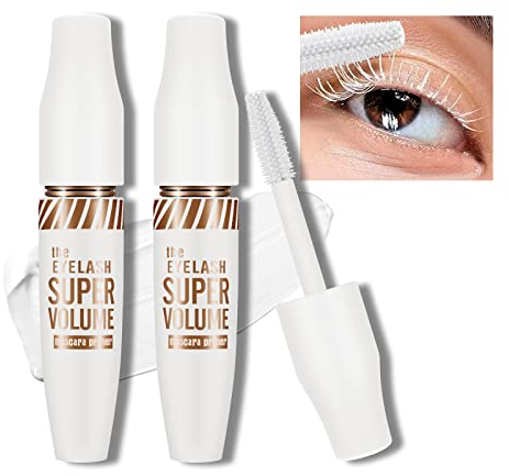 KYDA Weiße Mascara Wimperngrundierung, wasserfeste, dicke Fasermascara, voluminisierende und verlängernde, bezaubernde Wimpern, pflegende Wimperngrundierung