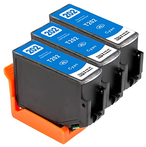 ESMONLINE 3 er Set Multipack kompatible Druckerpatronen als Ersatz für Epson 202 XL Cyan (T02F33) für Expression Premium XP-6105 XP-6100 XP-6005 6000