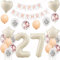 Weiß Luftballons 27 Geburtstag Frauen Deko Set,Deko 27.Geburtstag Frauen,Folienballon 27 Geburtstag Frau Dekoration,Geburtstagdeko 27 Jahre Geburtstag Frau Weiß Ballon 27 Geburtstag deko Frauen
