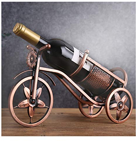 SOVORM Support de Table Présentoirs de Bouteille de Vin, Stockage 1 Bouteille, Porte-Bouteille de Vin, Vélo en Métal de Fer (Bronze) The New
