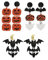 INGJIA 3 Paar Halloween Ohrringe, Kürbis Skelett Schädel Kopf Fledermaus Spinne Geist Schwarze Katze Charm Ohrstecker Ohrringe Schmuck Set Halloween Party Dekorationen