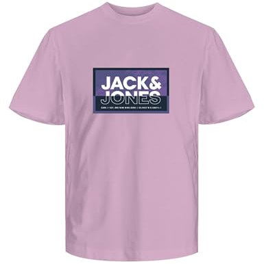 JACK & JONES Jcologan Summer Print Tee Crew Neck FST T-Shirt, Orchidée Winsome, S Homme