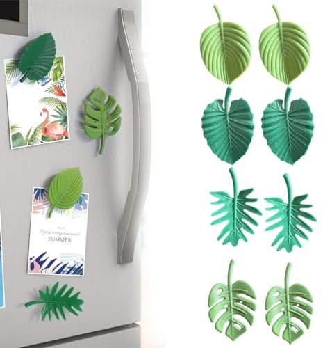 Fridge Magnets, 8Pcs, Monstera Plant Fridge Magnets, Tropical Leaves Refrigerator Magnets, 3D Plant Fridge Magnets, Personalised Fridge Magnet,for Fridge Locker Kitchen Home Office Decoration