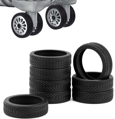 8 Stück Gepäck Radabdeckungen, Silikon Gepäckradschutz Spinner Koffer Radabdeckungen Anti-Lärm Anti-Verschleiß Gepäckzubehör für die Meisten 8-Rollen-Koffer