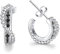 Lydreewam Silber 925 Klein Creolen - Hypoallergen Twisted Ohrringe für Damen Mädchen, Mini Huggies Leicht mit Silber Kugeln & Schwarz Cubic Zirkonia