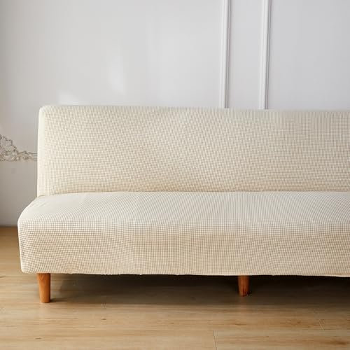 DOTBUY-SHOP Ohne Armlehne Sofahusse Stretch, Weich&Bequem Sofa Abdeckung, Sofa Überzug Armloser Möbel Protector (190-230cm,Beige)