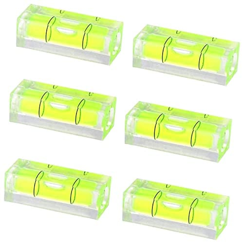 Karriter Mini-Wasserwaage, 10 x 10 x 29 mm, quadratische Wasserwaagen für Wandrahmen, Kunstanzeigen, zum Aufhängen, Wohnmobil-Stativ, 6 Stück