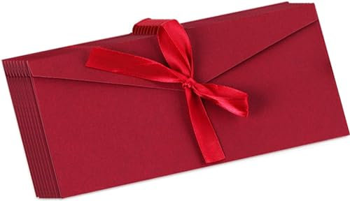 10 Stück Briefumschläge mit Schleife 20x11cm Umschlag Blanko Retro Schön Kraftpapier Umschläge Lang für Hochzeit Einladungskarten Nachricht Karte Party Geburtstag Weihnachten Festival Geschenk Karten