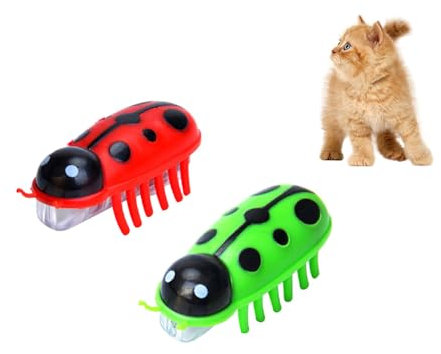 Kinberry 2pcs Mini Robot Beetle Cat Toy Electric Beetle Toy Interactive Pet Bug Toy For Pet Cat Mouse