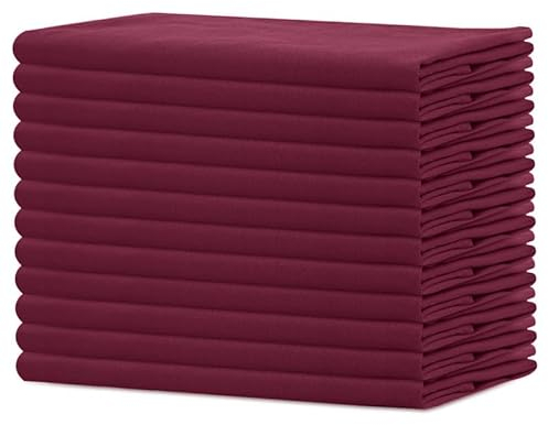 Sweetneedle servietten, 100% Baumwolle, übergroß, 45 x 45 cm, Burgunderrot, Schwerer Stoff für den täglichen Gebrauch, mit gehrten Ecken, 12 stück